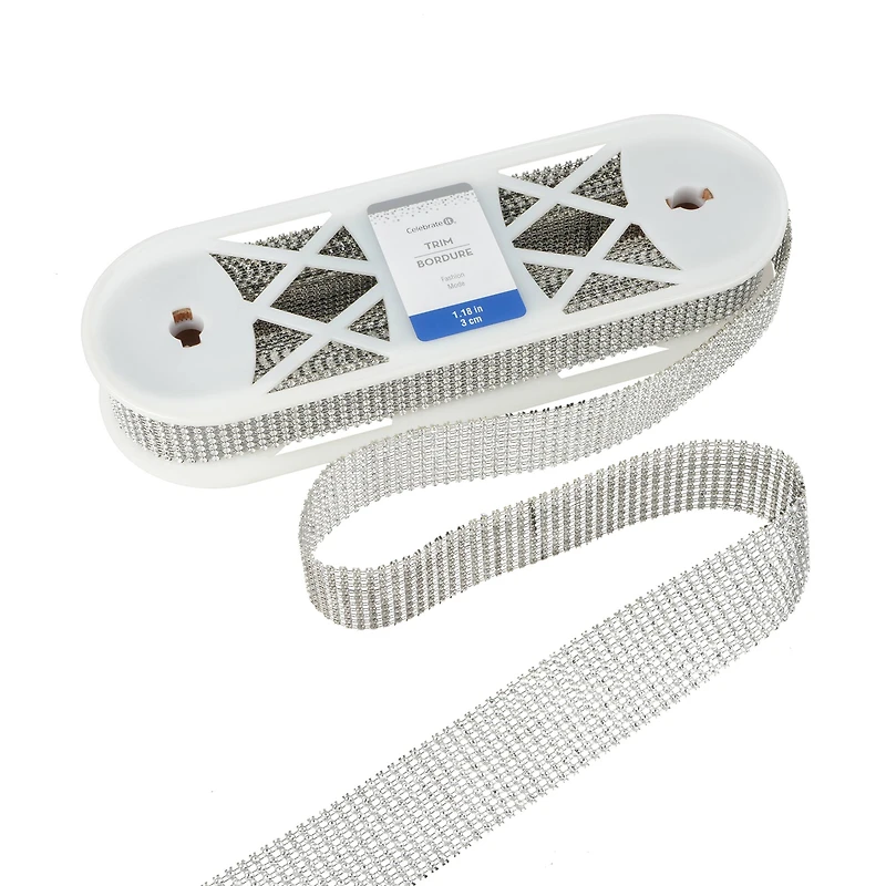 1.18" Silver Round Diamond Mesh Trim by Celebrate It® Fashion Mode