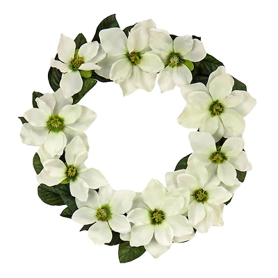 24" Cream Magnolia Flowers Wreath