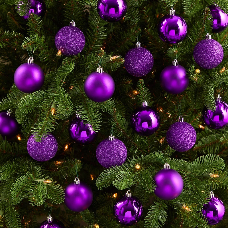 30ct. 2.5" Purple Shatterproof Christmas Ornaments