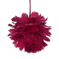 5.5" Pink & Gold Glitter Tipped Feather Ball Ornament