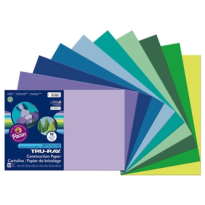 Pacon® Tru-Ray 12" x 18" Cool Colors Construction Paper, 50 Sheets