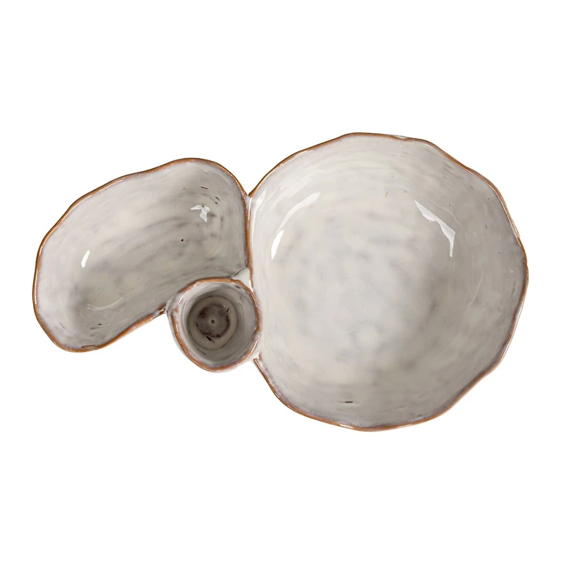 Hello Honey® 8" White Tri-Section Stoneware Dish