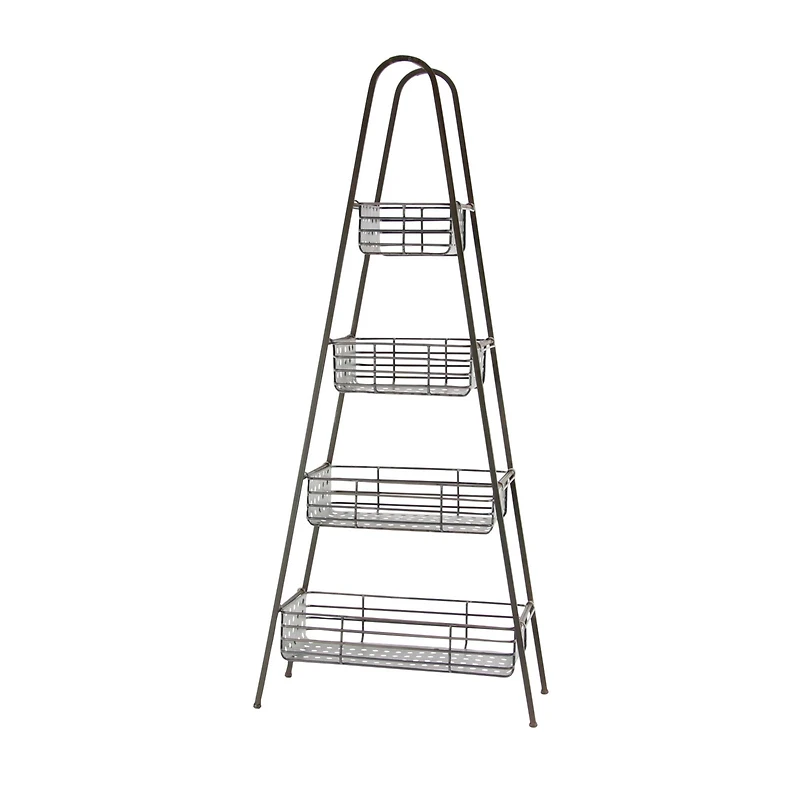 Farmhouse Black Metallic 4-Tier Storage Rack