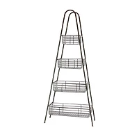 Farmhouse Black Metallic 4-Tier Storage Rack