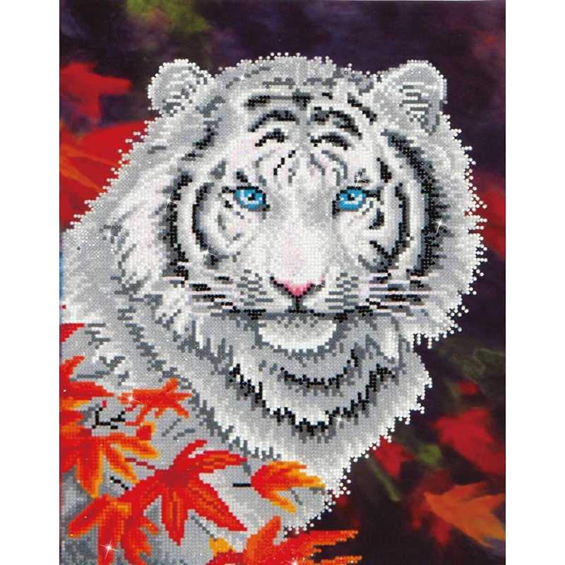 Diamond Dotz® Intermediate White Tiger with Frame Diamond Painting Kit