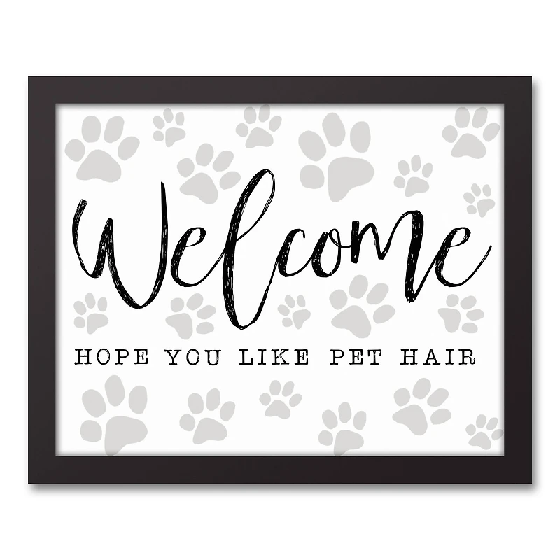 Pet Hair Welcome 14" x 11" Black Framed Canvas