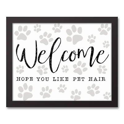 Pet Hair Welcome 14" x 11" Black Framed Canvas