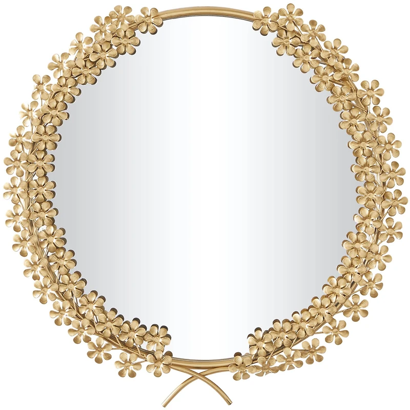 CosmoLiving by Cosmopolitan Gold Metal 3D Floral Wall Mirror 22" x 2" x 22"