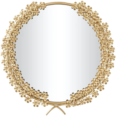 CosmoLiving by Cosmopolitan Gold Metal 3D Floral Wall Mirror 22" x 2" x 22"