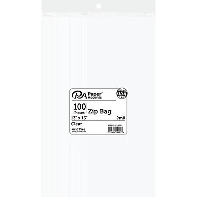 PA Paper™ Accents 13" x 13" Clear Zip Bags, 100ct.
