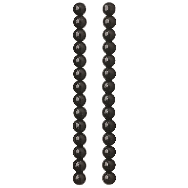 8mm Black Round Glass Beads by Bead Landing™