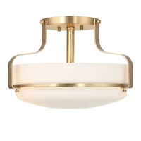 Hello Honey® Chatsworth White & Gold Etched Opal Glass & Metal Semi-Flush Mount Ceiling Light