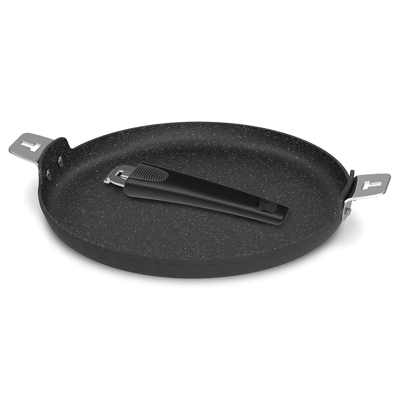 THE ROCK by Starfrit 12.5" Pizza Pan & Flat Griddle With T-Lock Detachable Handle