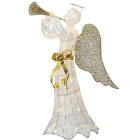 51" Pre-Lit LED Gold & White Trumpeting Angel