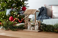 9" Wooden Creche Nativity Scene