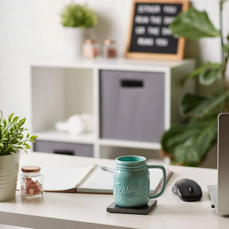 DII® Aqua Mason Jar Ceramic Mugs, 2ct.