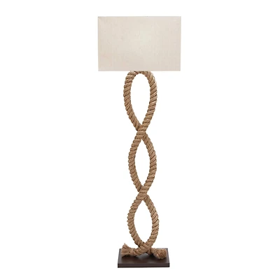 Brown Jute Rope and Iron Rustic Floor Lamp, 63" x 20" x 9"