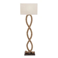 Brown Jute Rope and Iron Rustic Floor Lamp, 63" x 20" x 9"