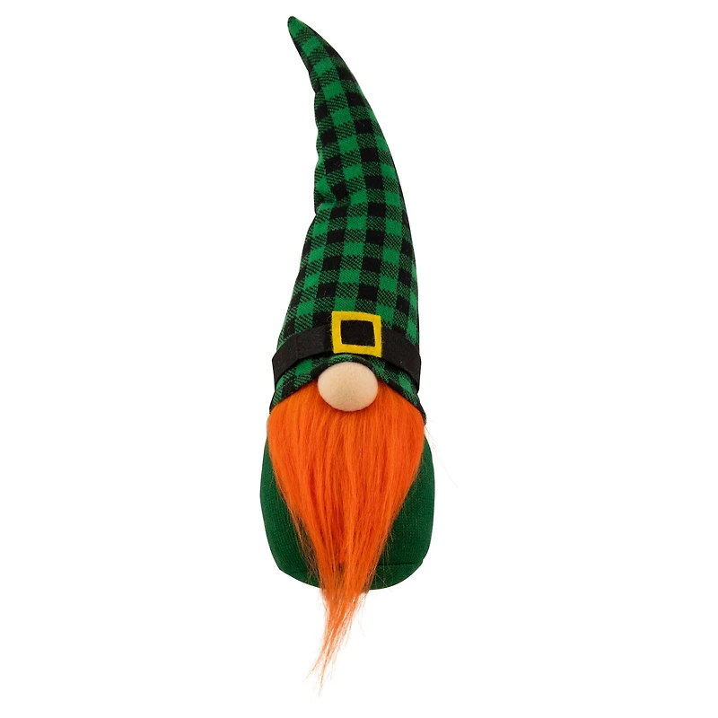 13" Green and Black Plaid St. Patrick's Day Leprechaun Gnome