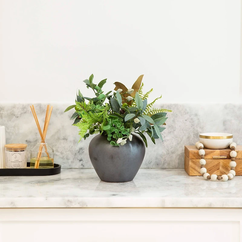 7in. Black Round Urn Vase