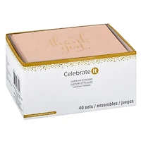 8 Packs: 40 ct. (320 total) Blush & Gold Thank You Cards & Envelopes by Celebrate It™