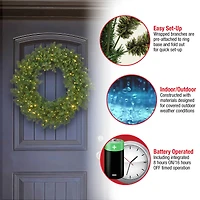 24" Kingswood® Fir Wreath with 250ct. Warm White Battery Operated LED Infinity™ Lights