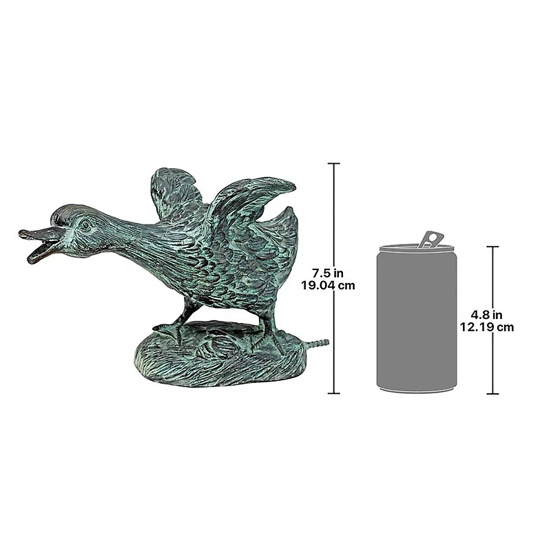 Design Toscano Lindell Pond Bronze Ducks Spitting Running Duck Garden Statue