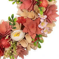 14" Mini Thistle & Ranunculus Artificial Wooden Spring Wreath