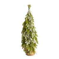 3ft. Unlit Snow Flocked Down Swept Holiday Artificial Christmas Tree in Burlap Base