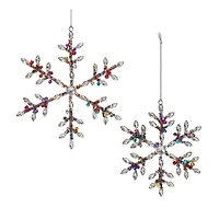 Rainbow Beaded Snowflake Ornament Set
