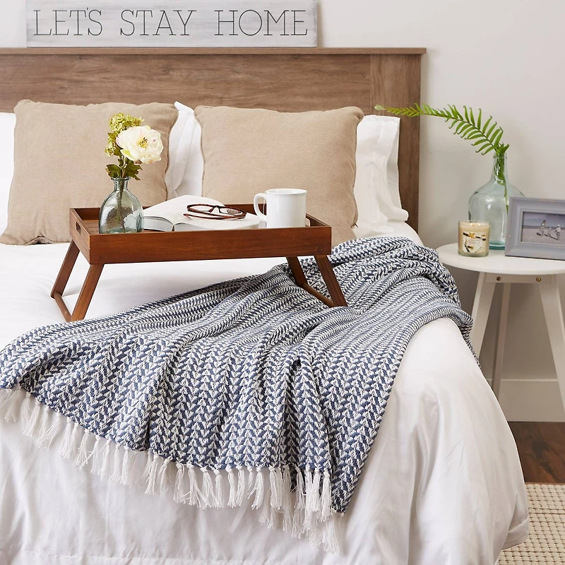 DII® French Blue Arrowhead Woven Throw