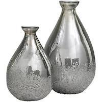 Gray Glass Textured Teardrop Vase Set