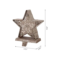 Glitzhome® 8" Marquee LED Star Wooden & Metal Stocking Holder Set