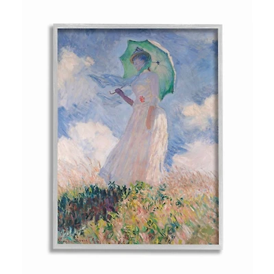 Stupell Industries Woman With Parasol Monet Classic Painting Gray Framed Wall Art