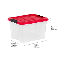 IRIS® 20.5qt. Clear Holiday Storage Boxes with Red Buckle Lids, 4ct.