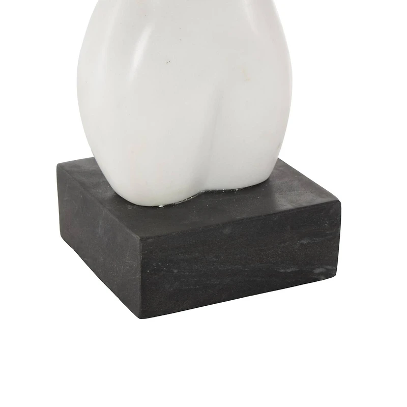 11" Marble Abstract Female Form Sculpture with Black Block Base