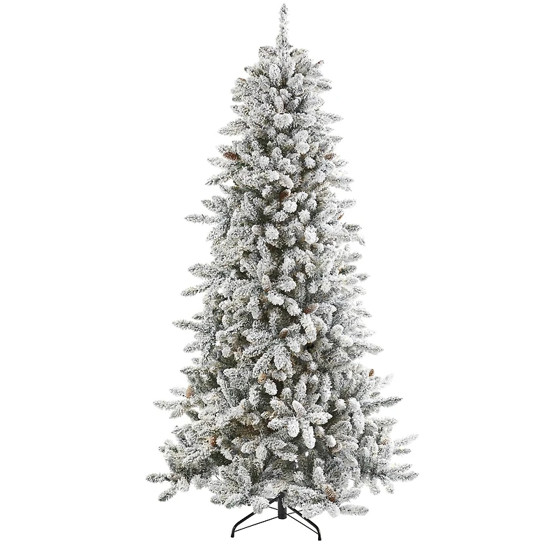 7.5ft. Unlit Flocked Livingston Fir Artificial Christmas Tree with Pine Cones