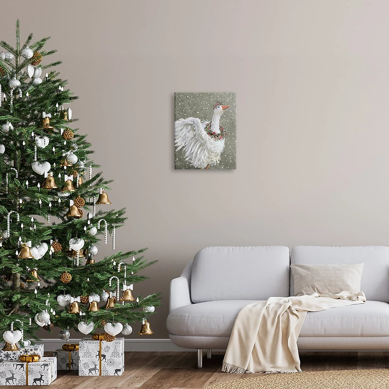 Stupell Industries Winter Goose Seasonal Botanicals Canvas Wall Art