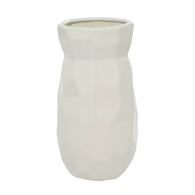 CosmoLiving by Cosmopolitan White Ceramic Modern Vase, 12" x 6" x 6"