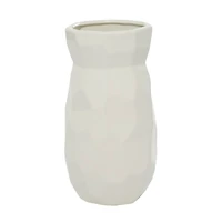 CosmoLiving by Cosmopolitan White Ceramic Modern Vase, 12" x 6" x 6"