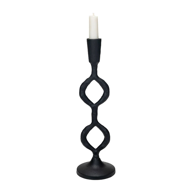 Hello Honey® Black Decorative Cast Metal Taper Candle Holder