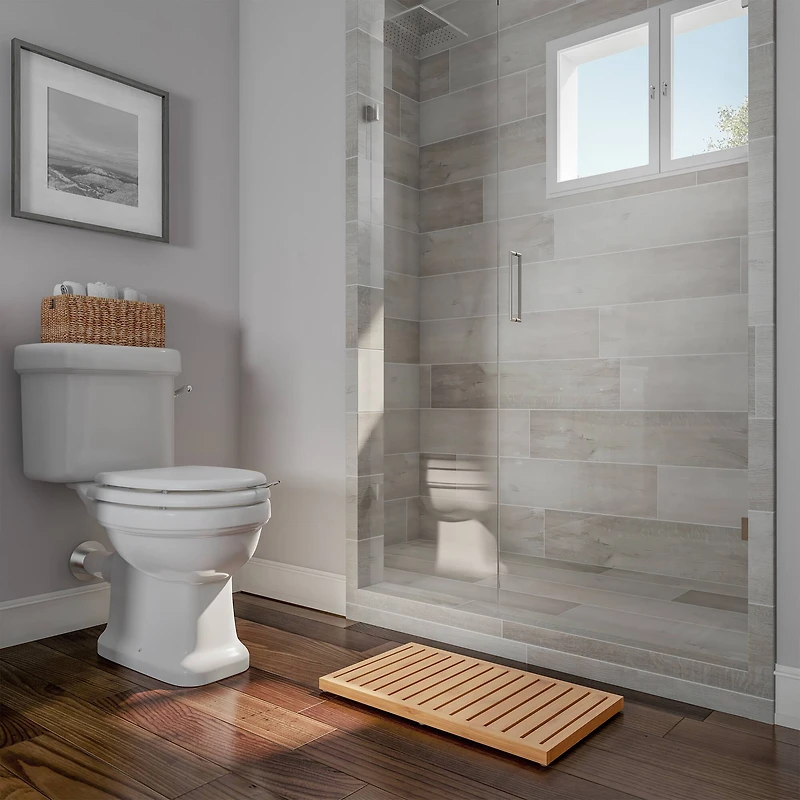 Hastings Home Bamboo Non-Slip Open Slatted Bath Mat, 24" x 14"