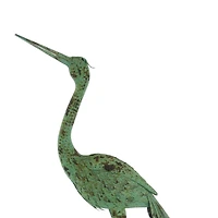 45" Green Metal Cranes Garden Sculpture Set