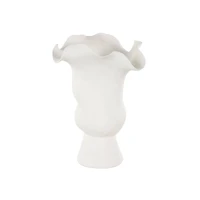 10.5" White Abstract Floral Ceramic Vase