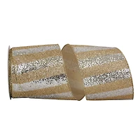 JAM Paper 4" x 10yd. Gold & Silver Duo Wired Glitter Bar Ribbon