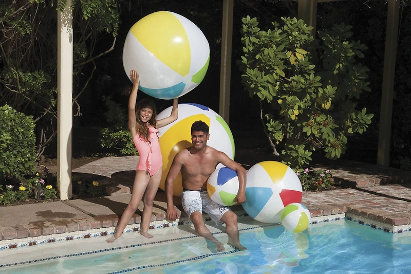 Swim Central 46" White, Blue & Yellow Inflatable 6 Panel Beach Ball