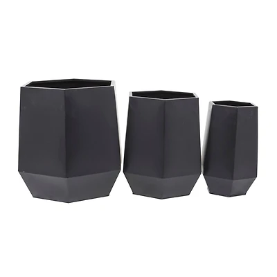 Black Modern Planter, Set of 3" 20", 16", 11"