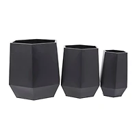 Black Modern Planter, Set of 3" 20", 16", 11"