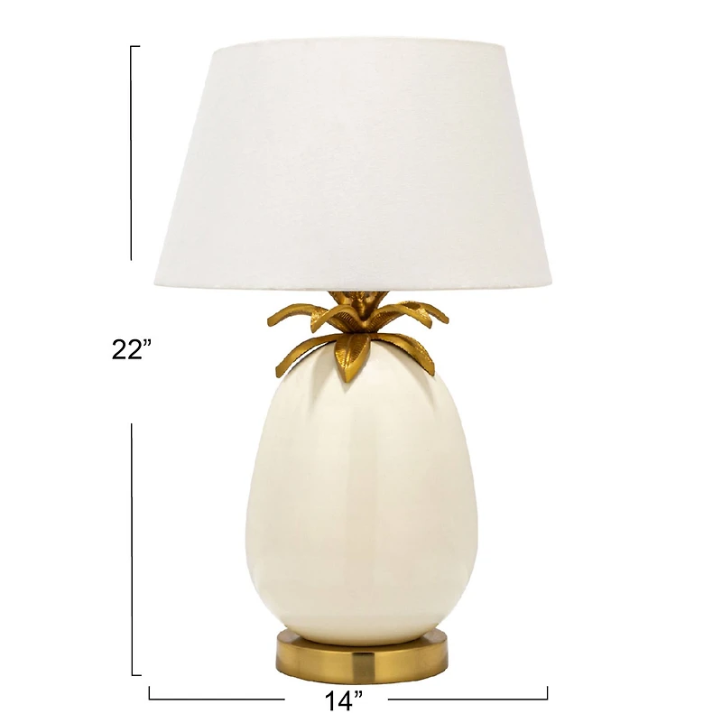Hello Honey® 22" White & Gold Tropical Table Lamp with Pineapple Detail