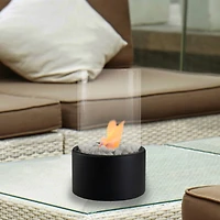 10.5" Bio Ethanol Round Portable Tabletop Fireplace with Black Base